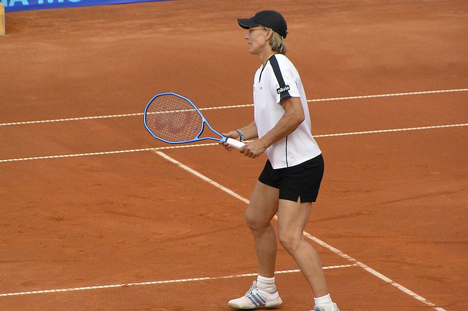Martina Navratilova in action at the Prague Open, 2006