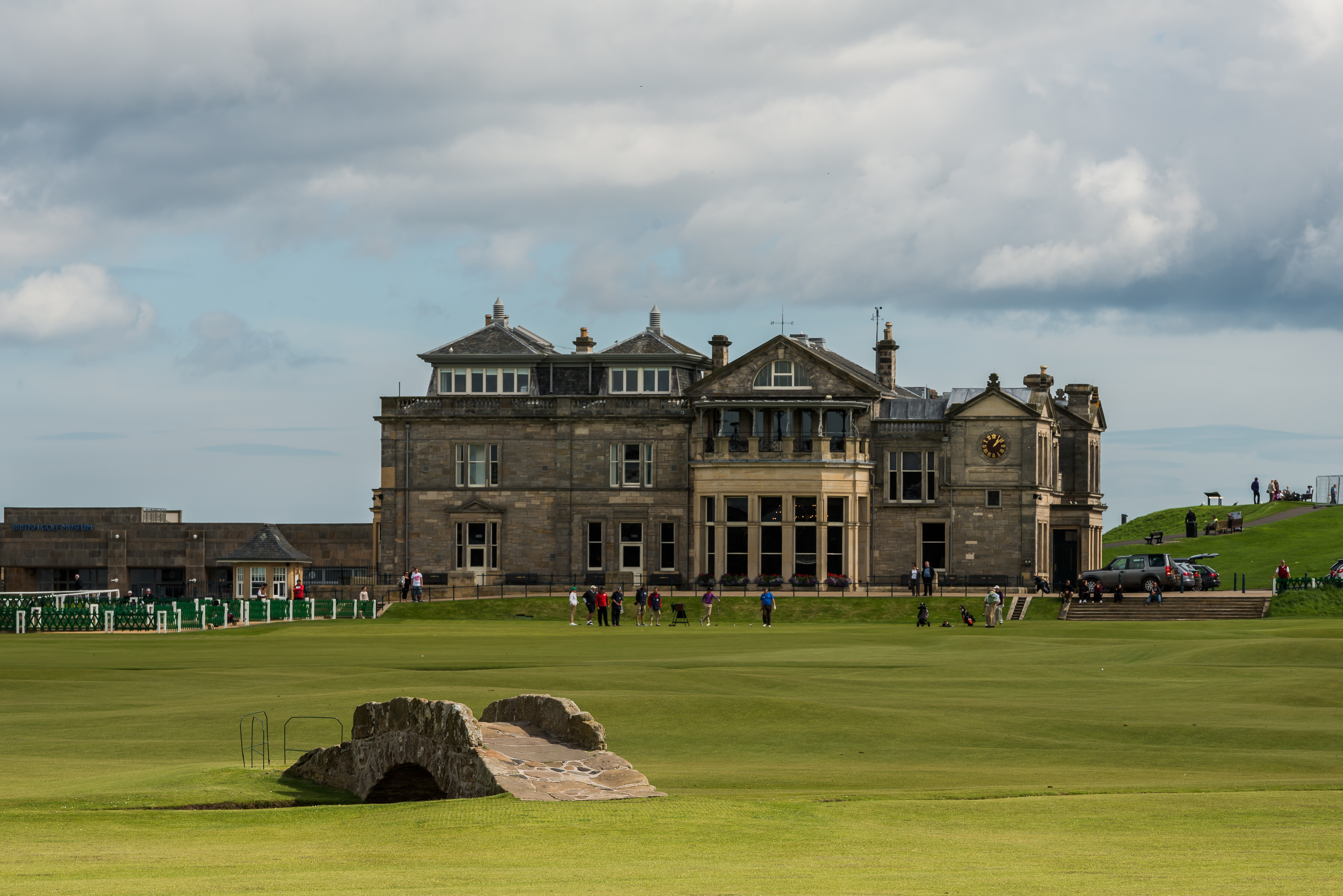 The R&A Clubhouse and Swilcan Bridge at St Andrews