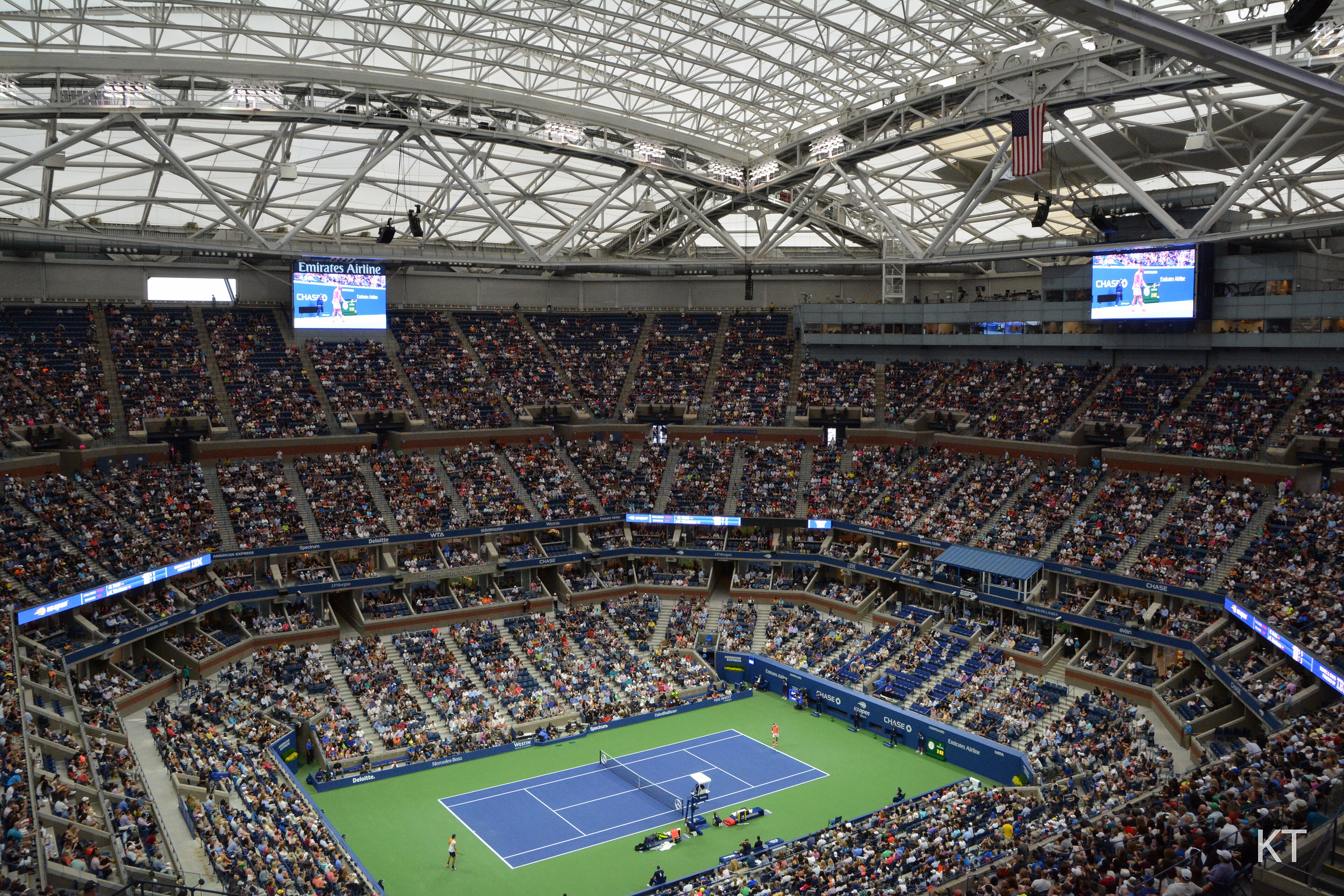 Arthur Ashe Stadium with the roof closed
