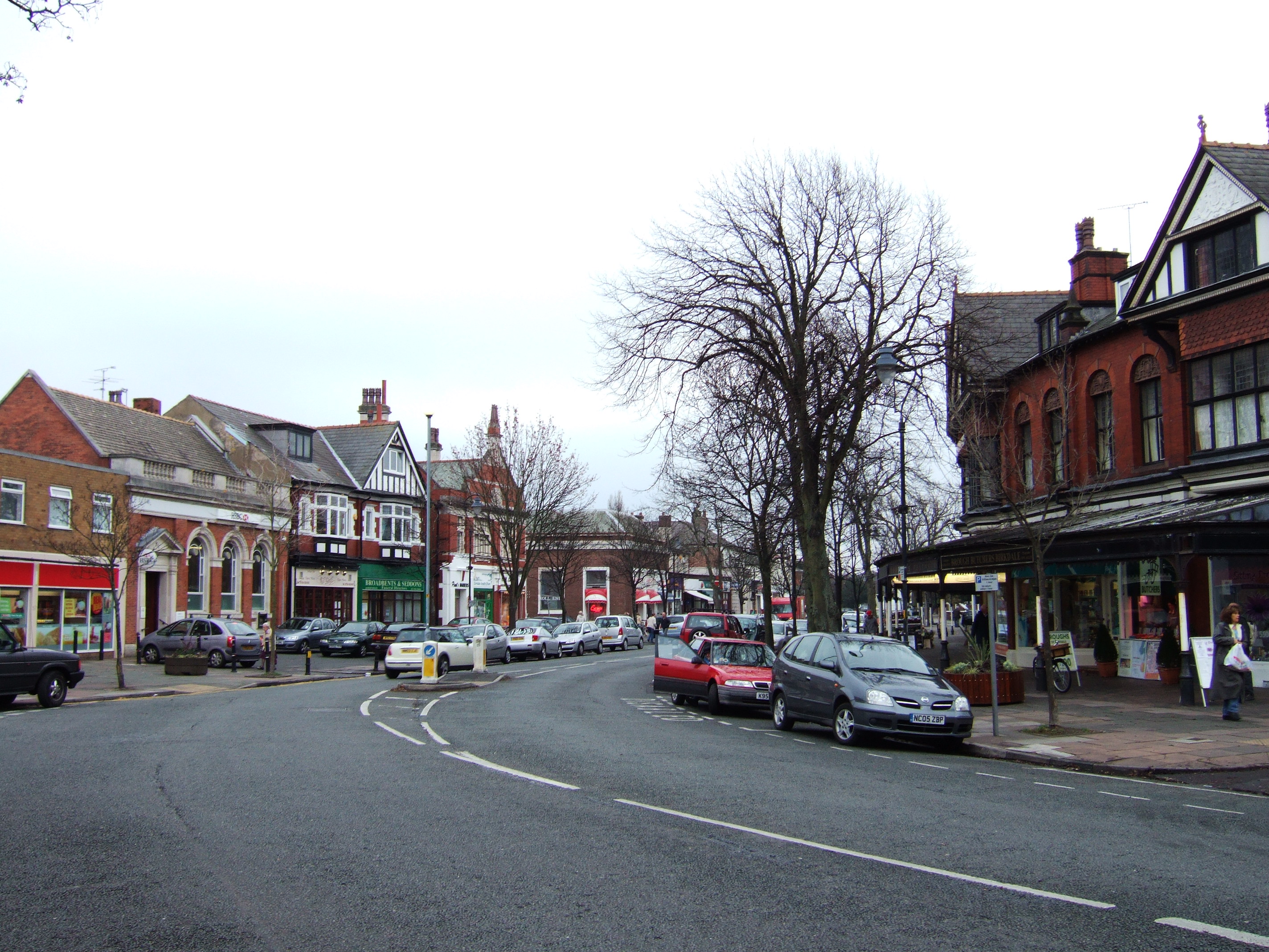 Birkdale village centre street scene showing the junction of Weld Road and Liverpool Road, the heart of the Open Championship pub strip