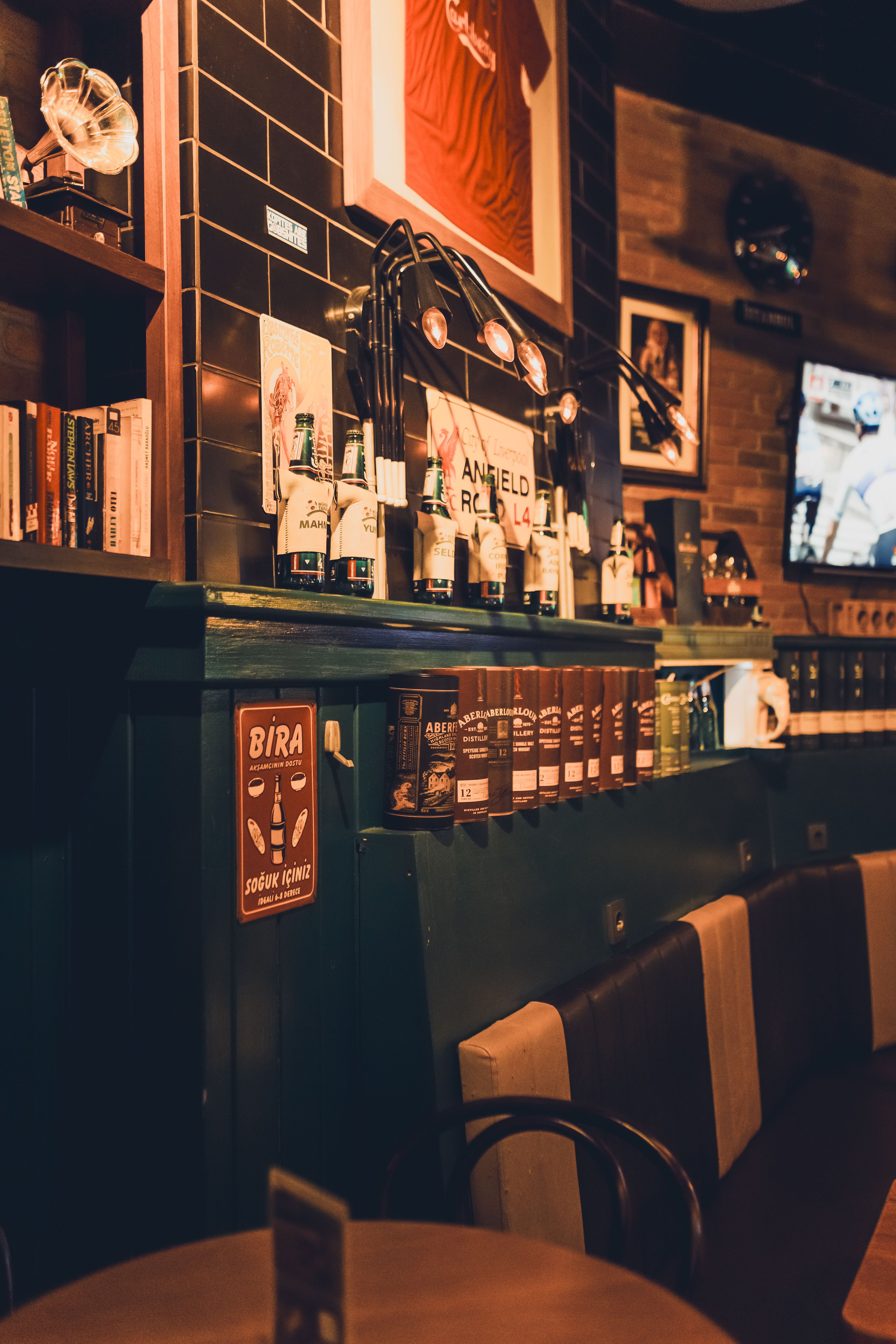 Cozy bar interior with warm ambient lighting