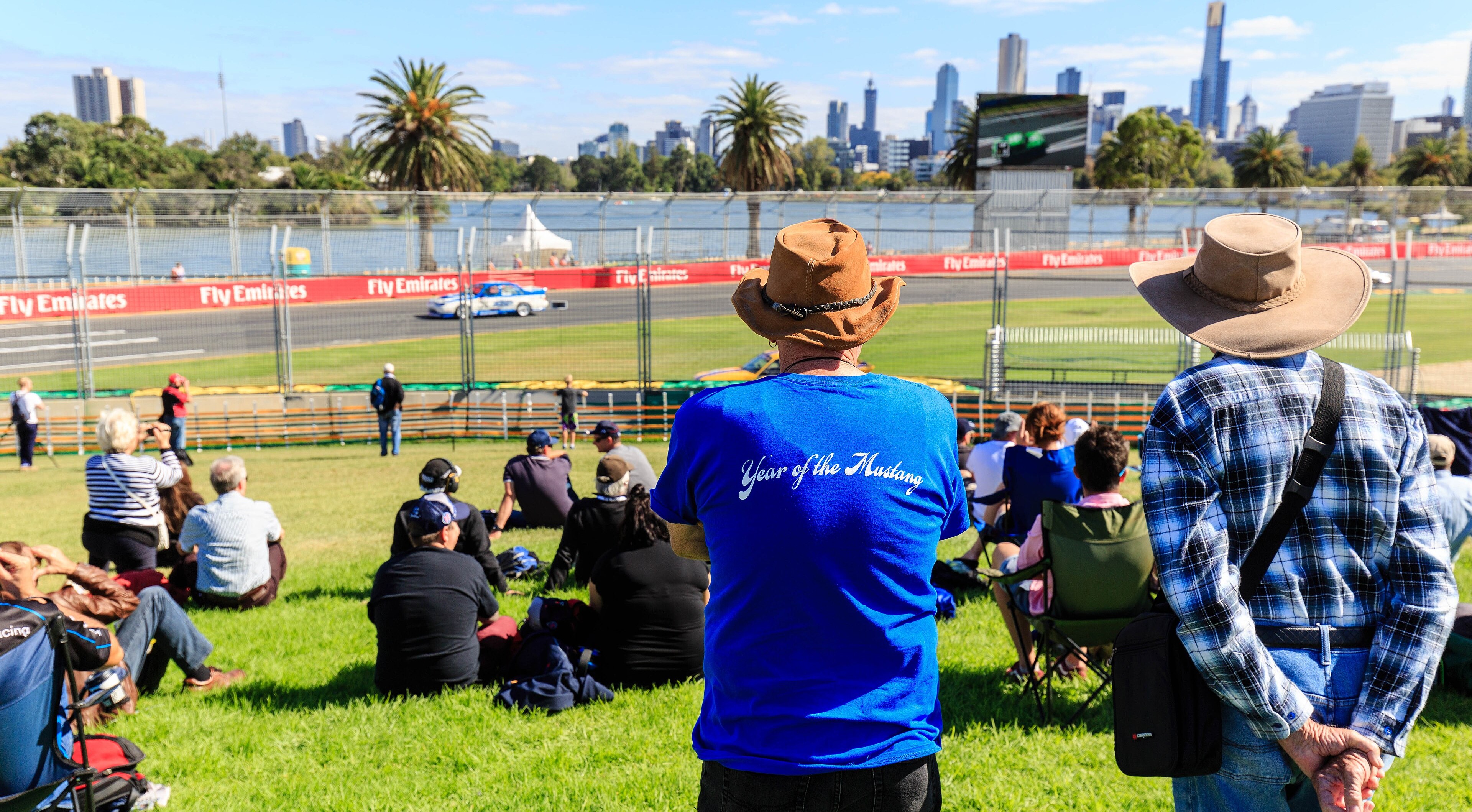 General admission hill viewing area at Albert Park