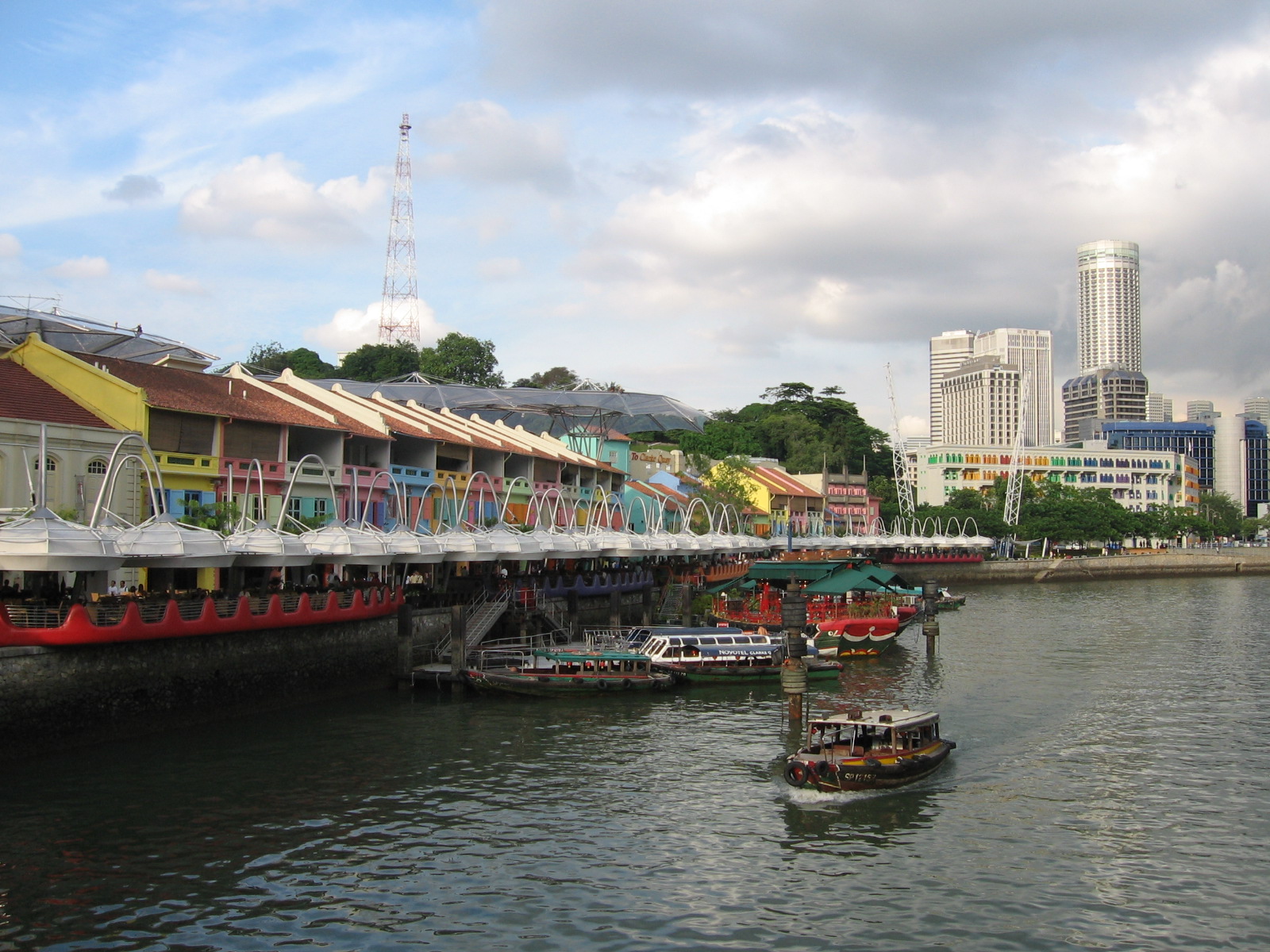 Clarke Quay — riverside nightlife, walkable to the circuit