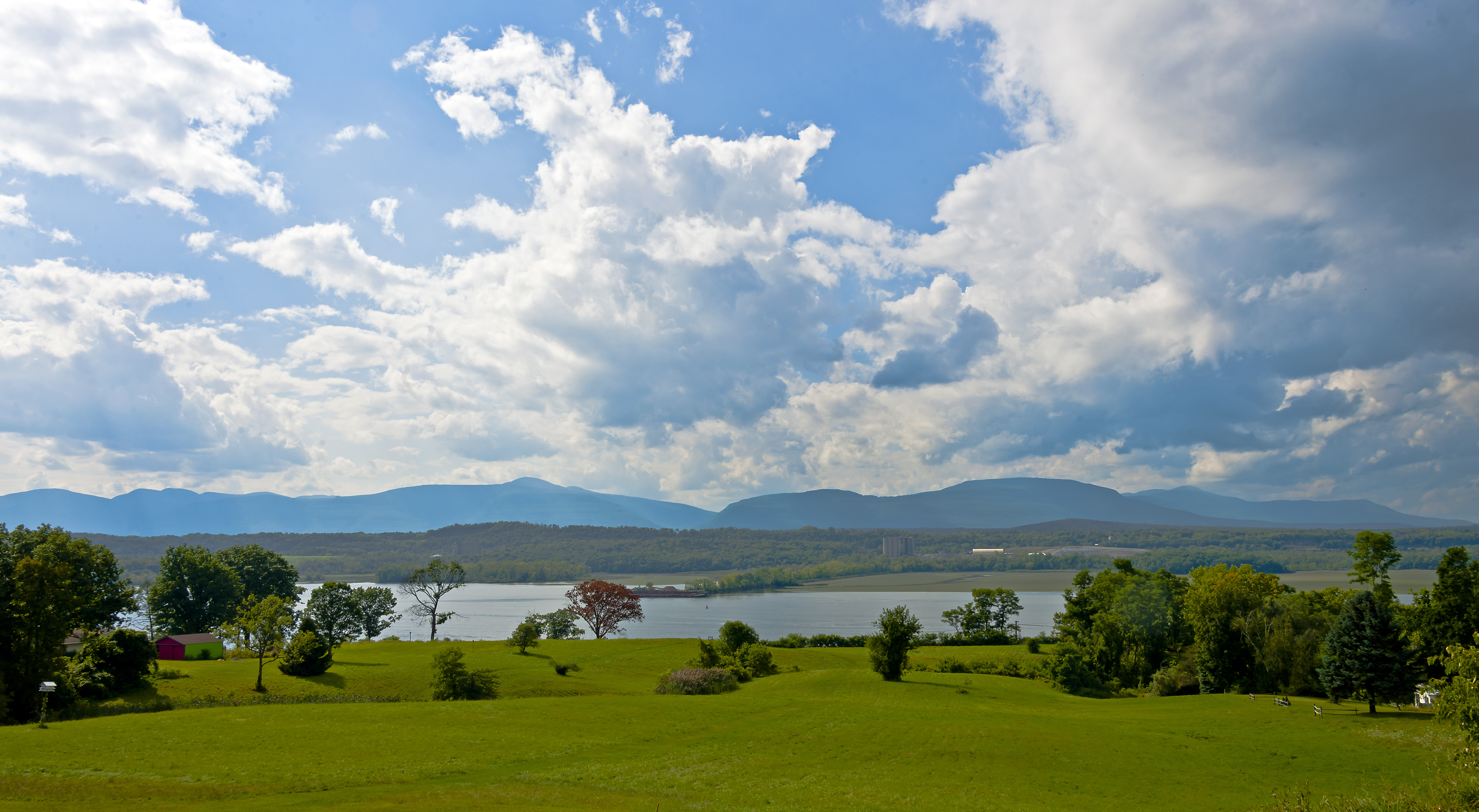 The Catskill Escarpment and Hudson River seen from North Germantown, NY