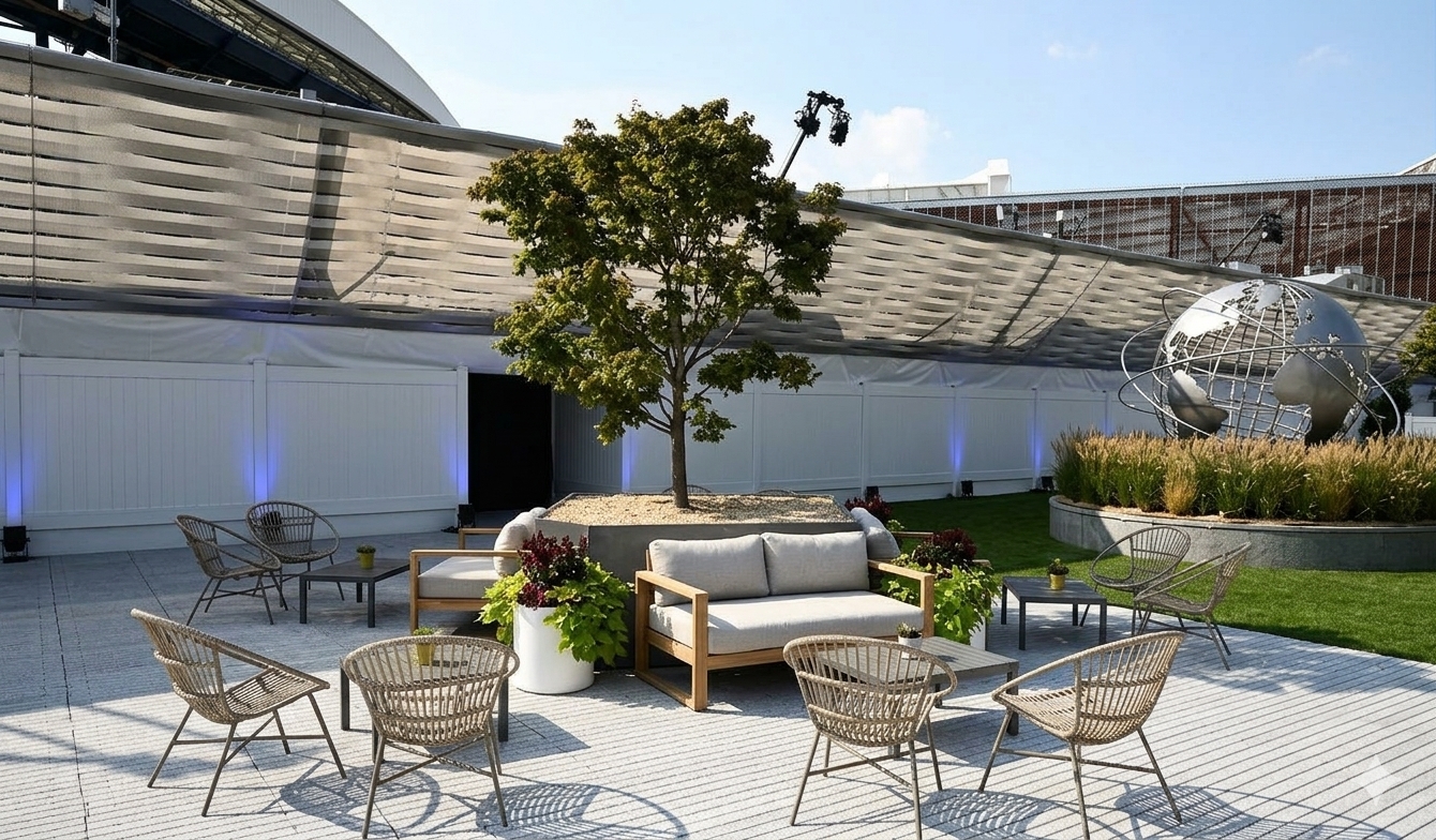 A representative hospitality/lounge setting — not an actual photo of US Open's official suites