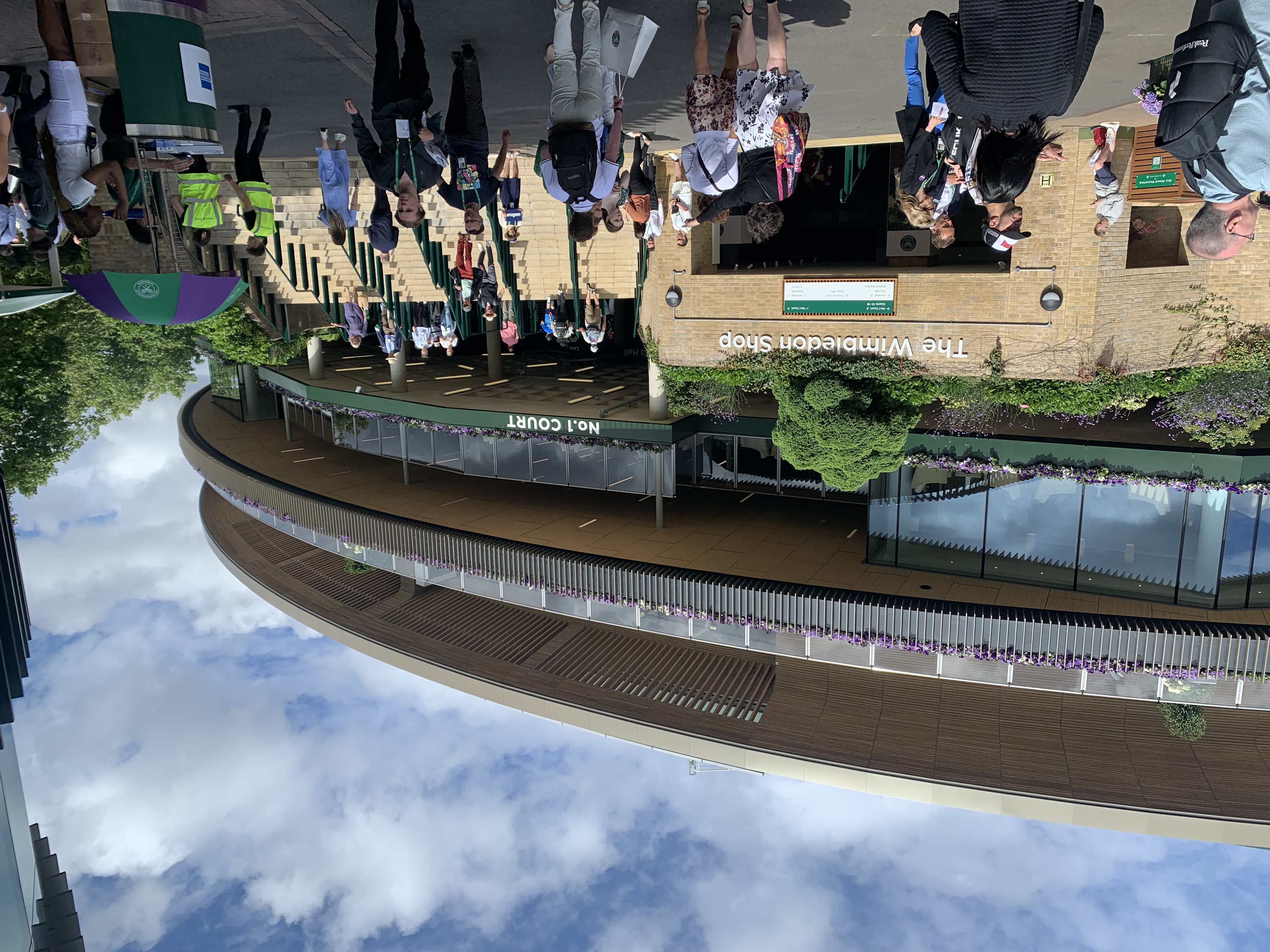 No. 1 Court at Wimbledon during the 2022 Championships, showing the enclosed stadium interior